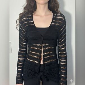 Chico's Black Open-Knit Cardigan